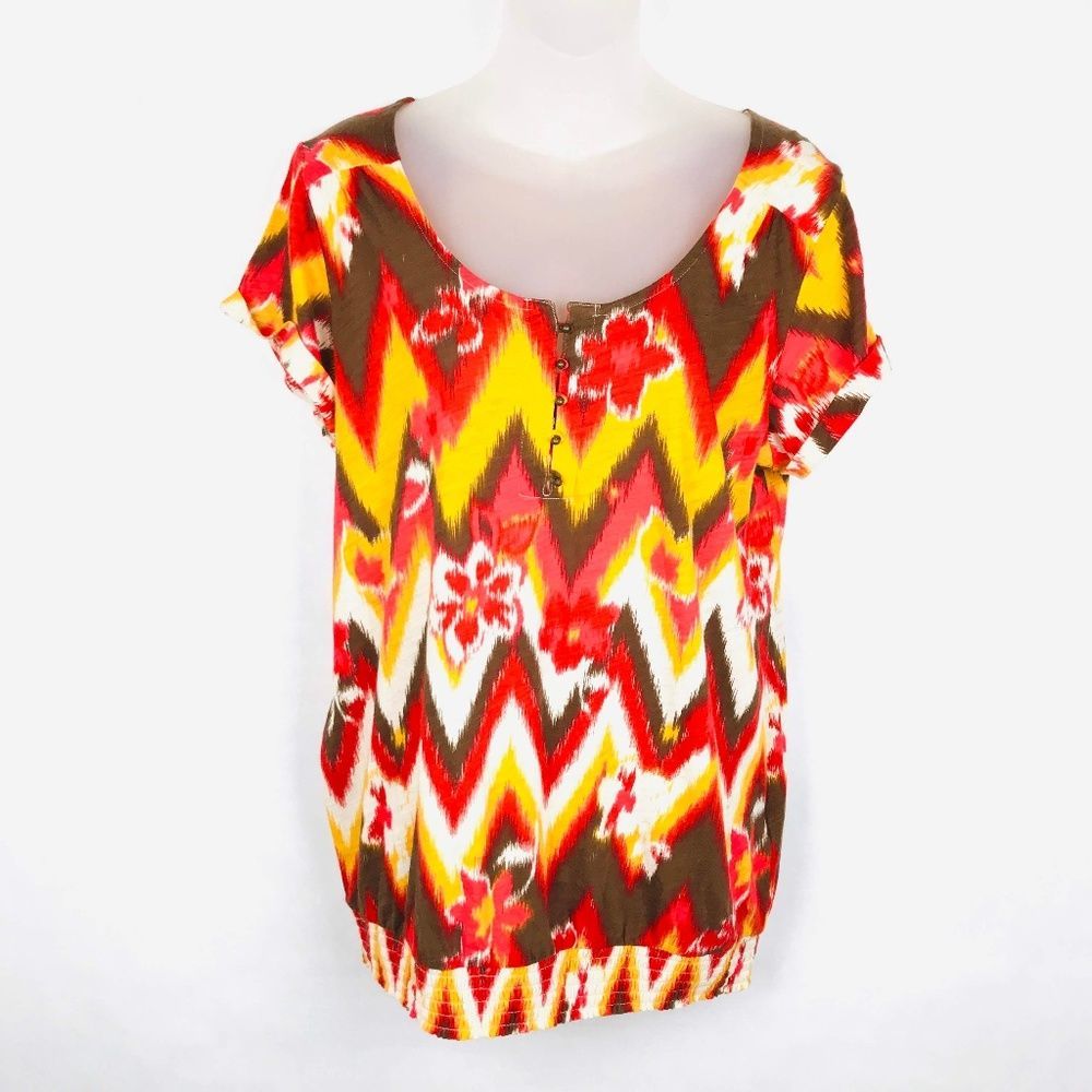 Lucky Brand Size Medium Zig Zag Print Top
